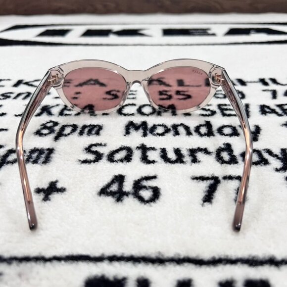Bally Oval 54mm Round Sunglasses in Rose Transparent Frame main image 4